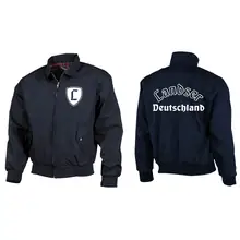 Bestickte Harrington Jacke, Blau - Landser Deutschland Vorder- und Rückseite