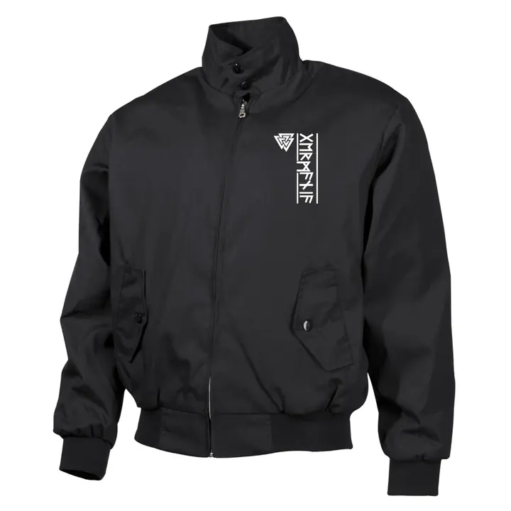 Bestickte Harrington Jacke, Schwarz - Germania Runen
