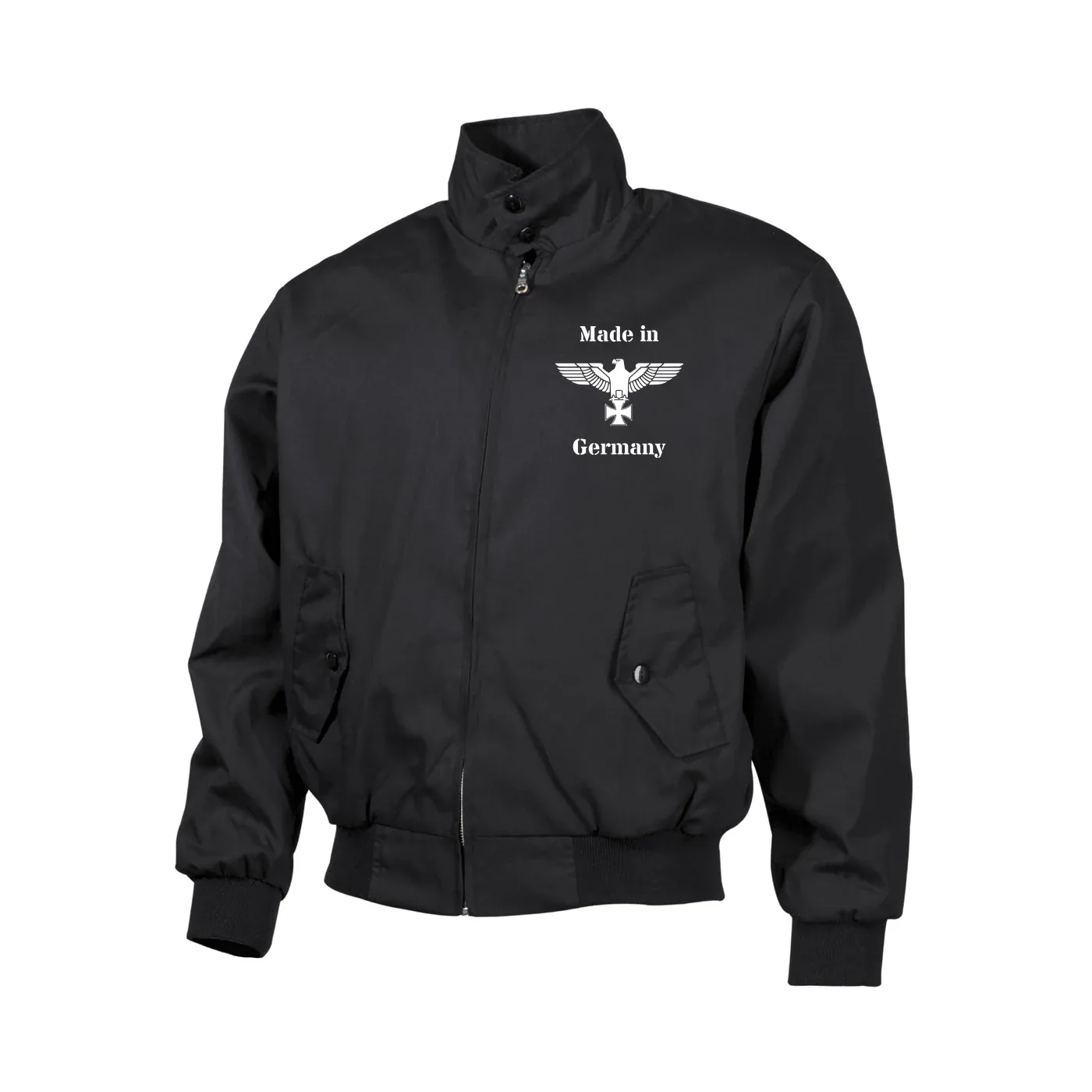 Bestickte Harrington Jacke, Schwarz - Made in Germany