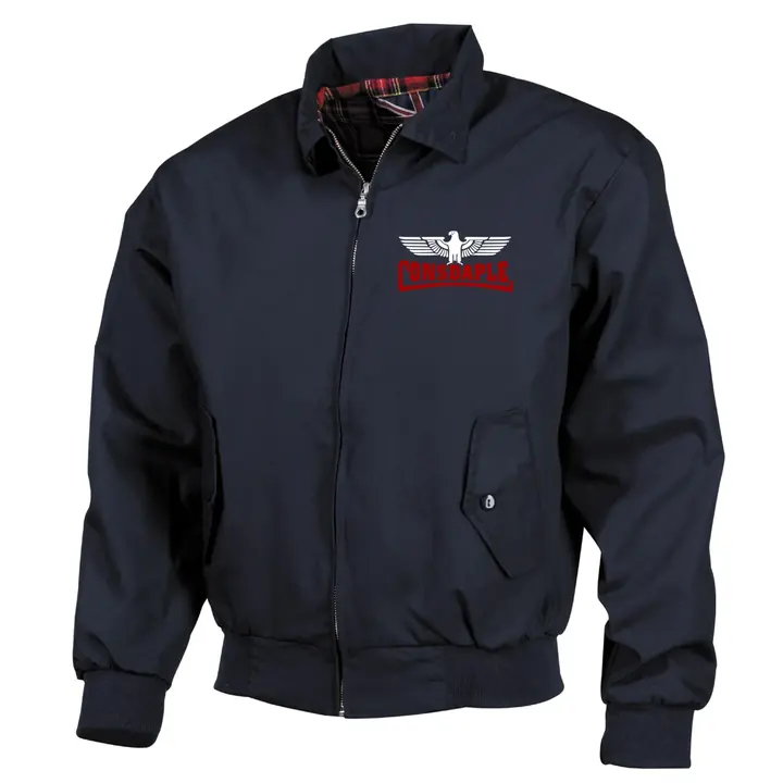 Bestickte Harrington Jacke, Blau - Consdaple mit Adler