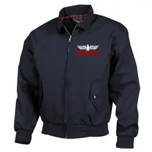 Bestickte Harrington Jacke, Blau - Consdaple mit Adler Vorderseite