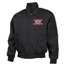 Bestickte Harrington Jacke, Schwarz - Love Football hate Antifa - gewählte Variante