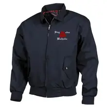 Bestickte Harrington Jacke, Blau - Sieg oder Walhalla Vorderseite