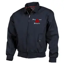Bestickte Harrington Jacke, Blau - Sieg oder Walhalla - gewählte Variante