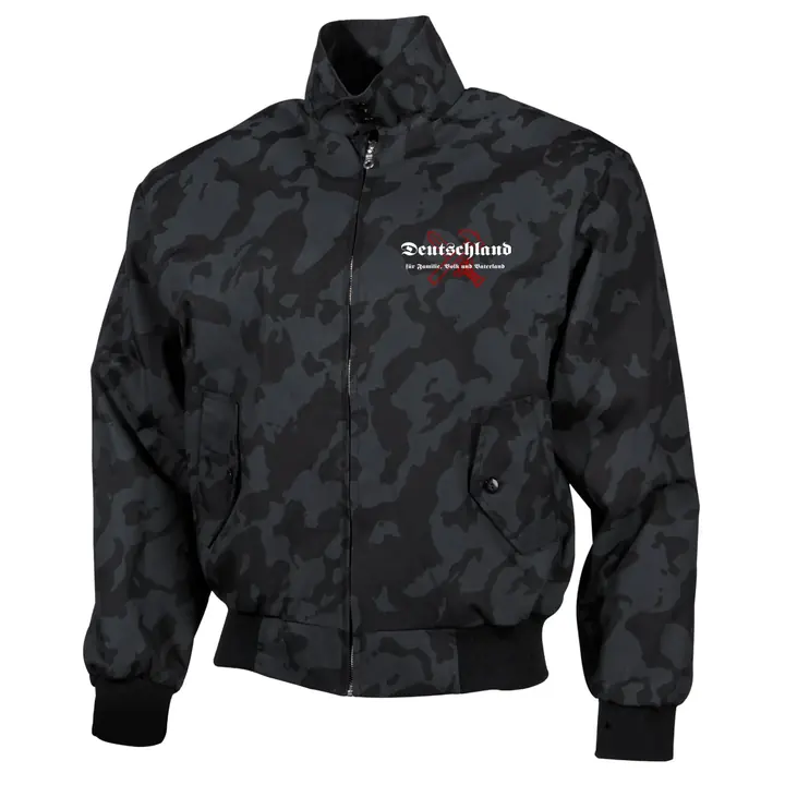 Bestickte Harrington Jacke, Camo - Deutschland für Familie, Volk und Vaterland