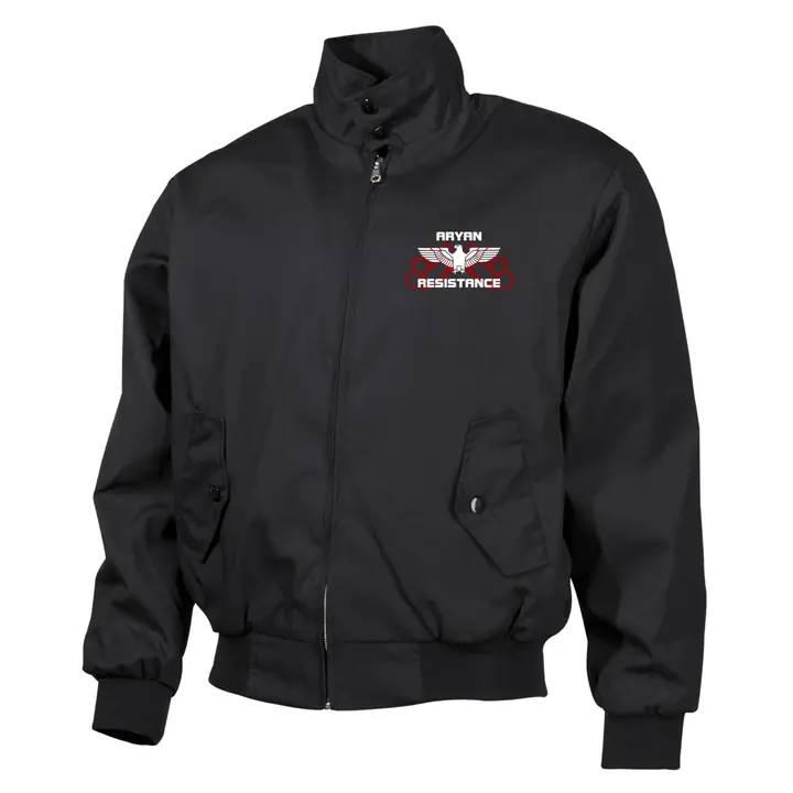 Bestickte Harrington Jacke, Schwarz - Aryan Resistance