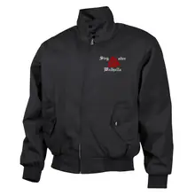 Bestickte Harrington Jacke, Schwarz - Sieg oder Walhalla Vorderseite