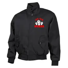 Bestickte Harrington Jacke, Schwarz - Ich geh Spazieren - gewählte Variante