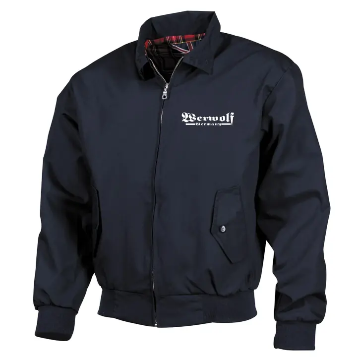 Bestickte Harrington Jacke, Blau - Werwolf Germany ohne Wolf