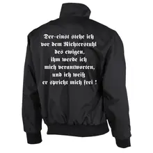 Bestickte Harrington Jacke, Schwarz - Rudolf Hess Rückseite