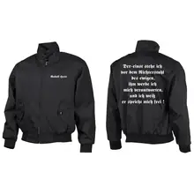 Bestickte Harrington Jacke, Schwarz - Rudolf Hess Vorder- und Rückseite