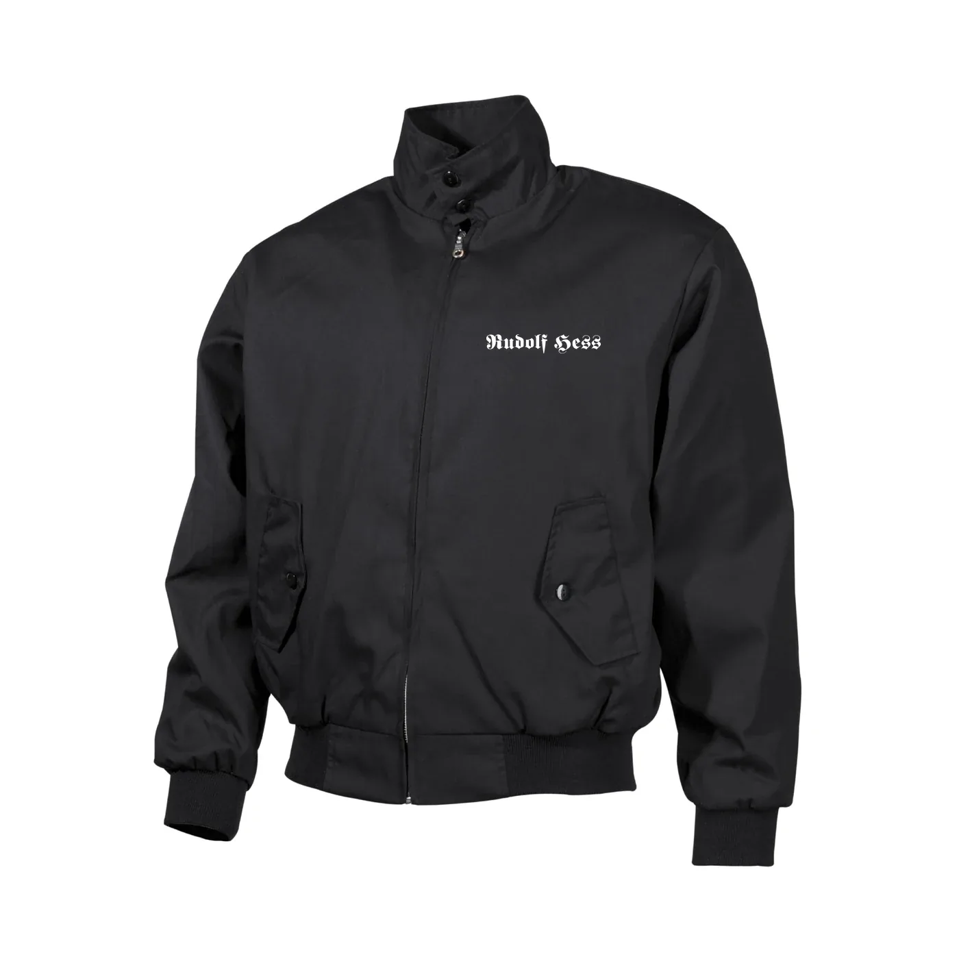 Bestickte Harrington Jacke, Schwarz - Rudolf Hess