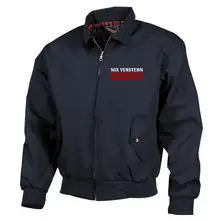 Bestickte Harrington Jacke, Blau - Nix verstehen, ich deutscher - gewählte Variante