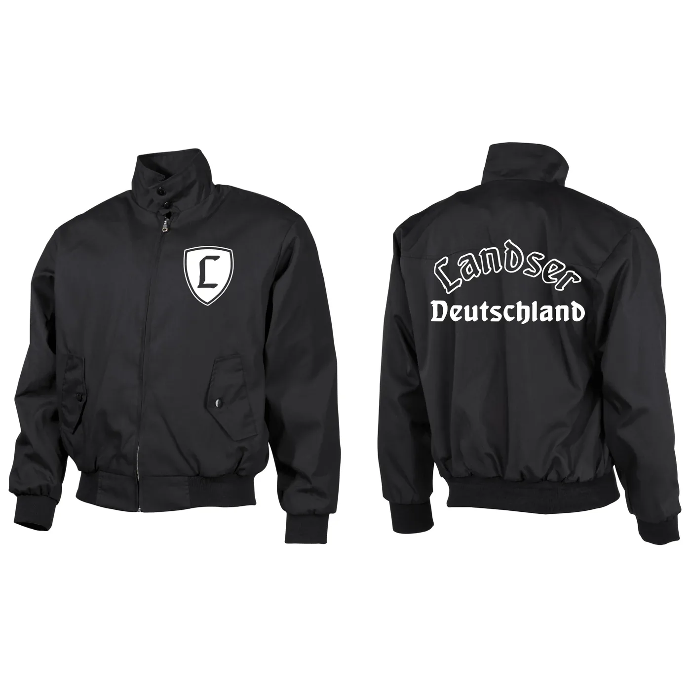 Bestickte Harrington Jacke, Schwarz - Landser Deutschland