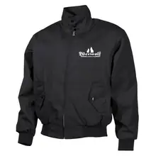 Bestickte Harrington Jacke, Schwarz - Werwolf Germany mit Wolf - gewählte Variante