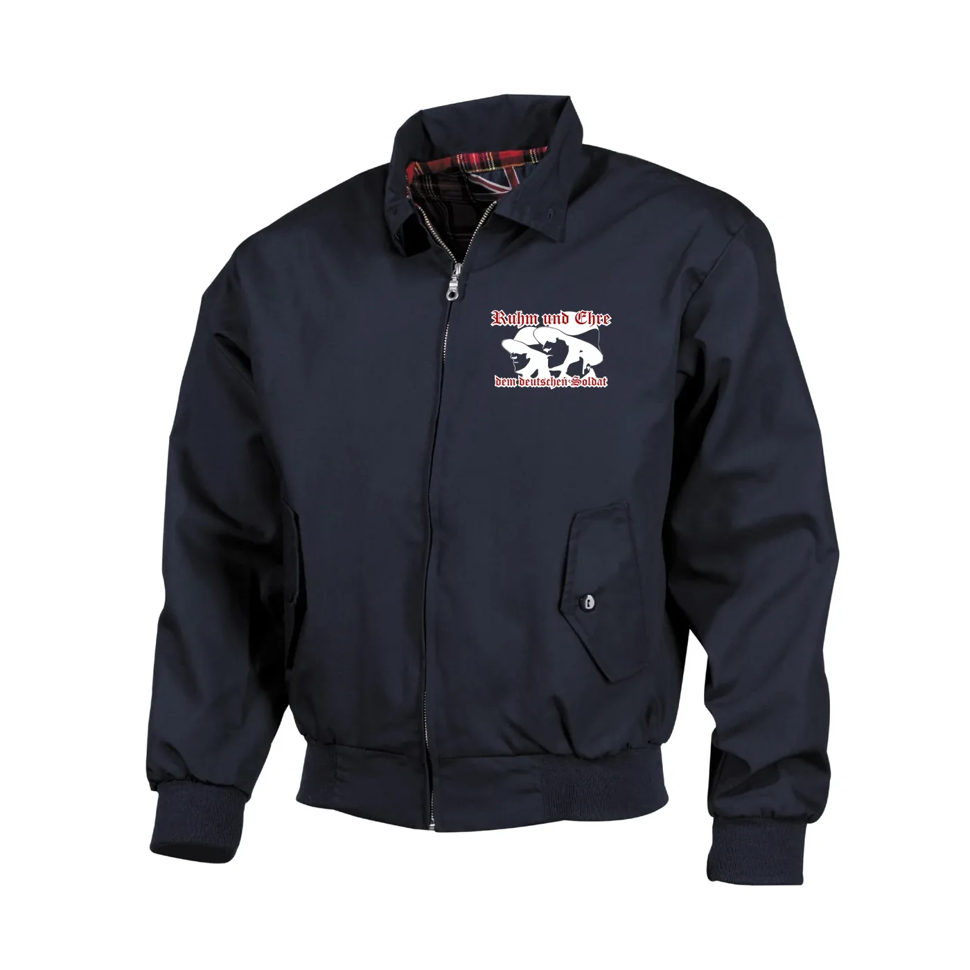 Bestickte Harrington Jacke, Blau - Ruhm und Ehre dem deutschen Soldat