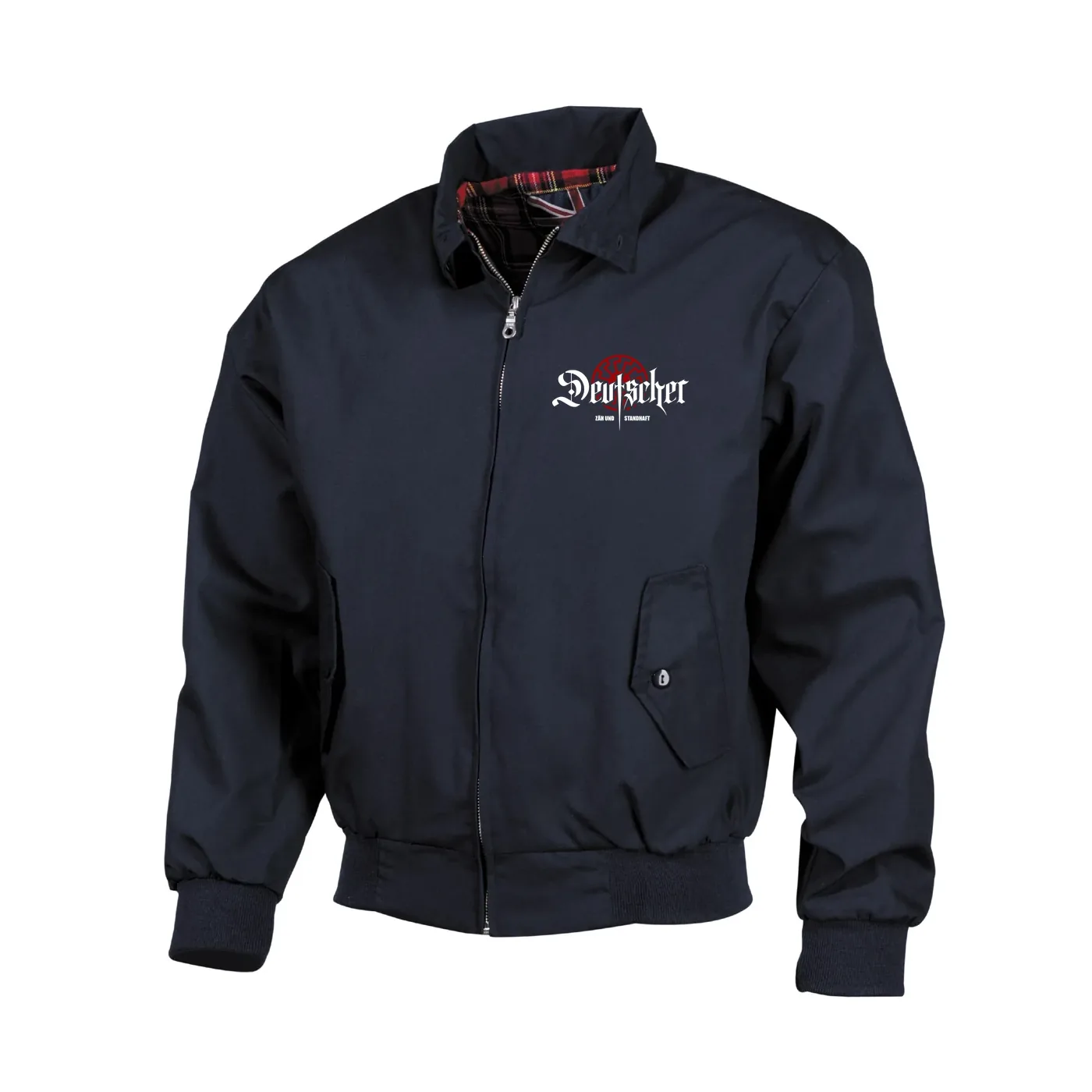 Bestickte Harrington Jacke, Blau - Deutscher, zäh und standhaft