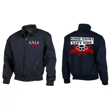 Bestickte Harrington Jacke, Blau - GNLS, Schlagring Vorder- und Rückseite