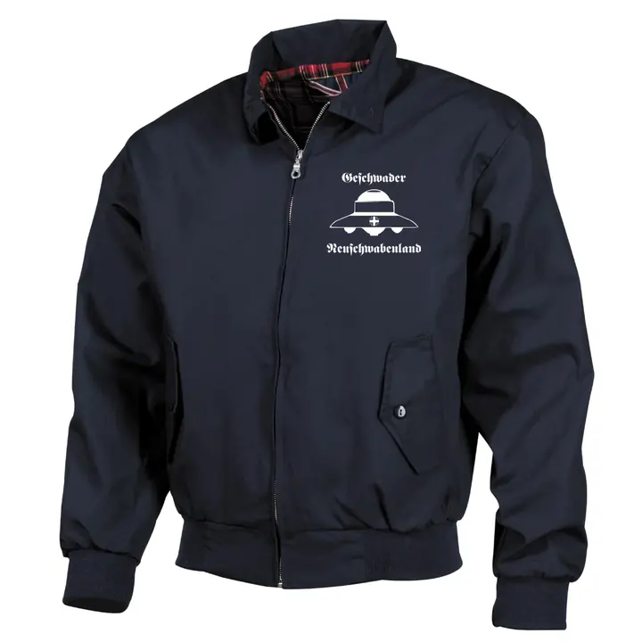 Bestickte Harrington Jacke, Blau - Geschwader Neuschwabenland