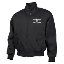 Bestickte Harrington Jacke, Schwarz - Germany, Adler Vorderseite