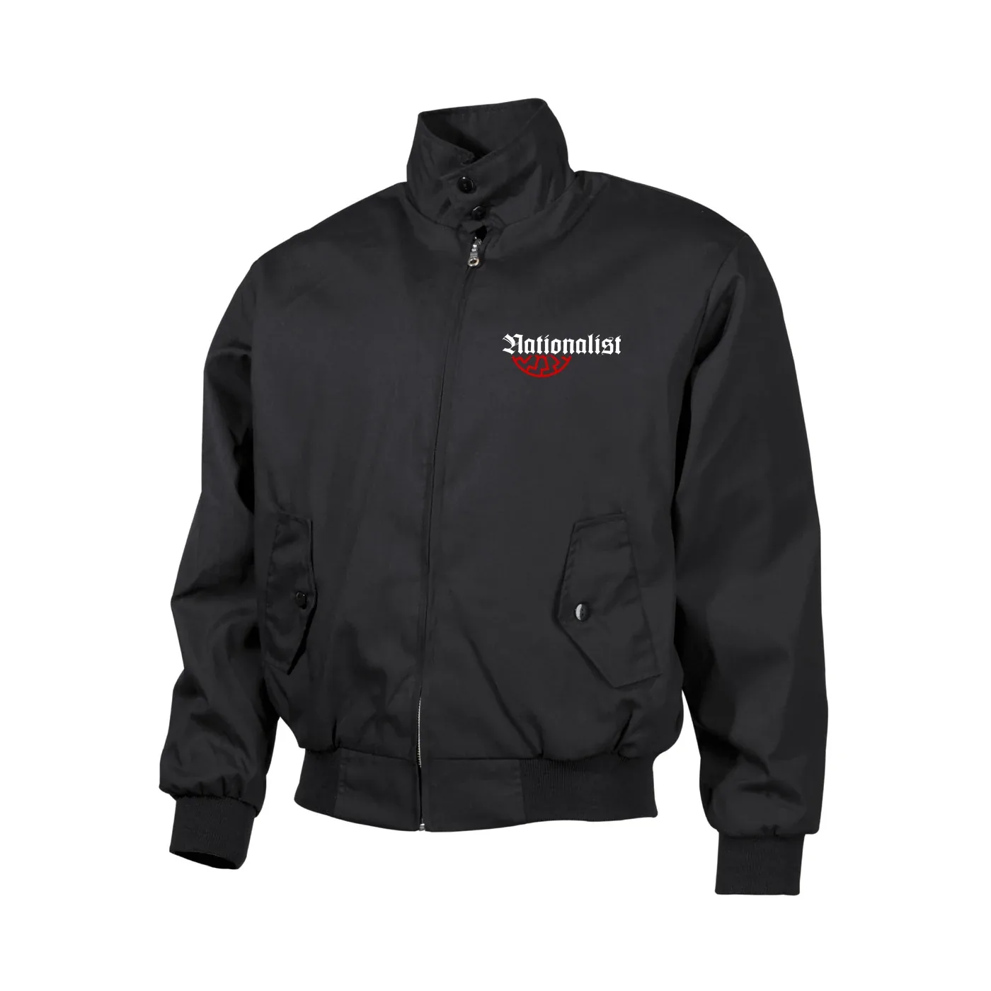 Bestickte Harrington Jacke, Schwarz - Nationalist für Heimat, Volk und Vaterland