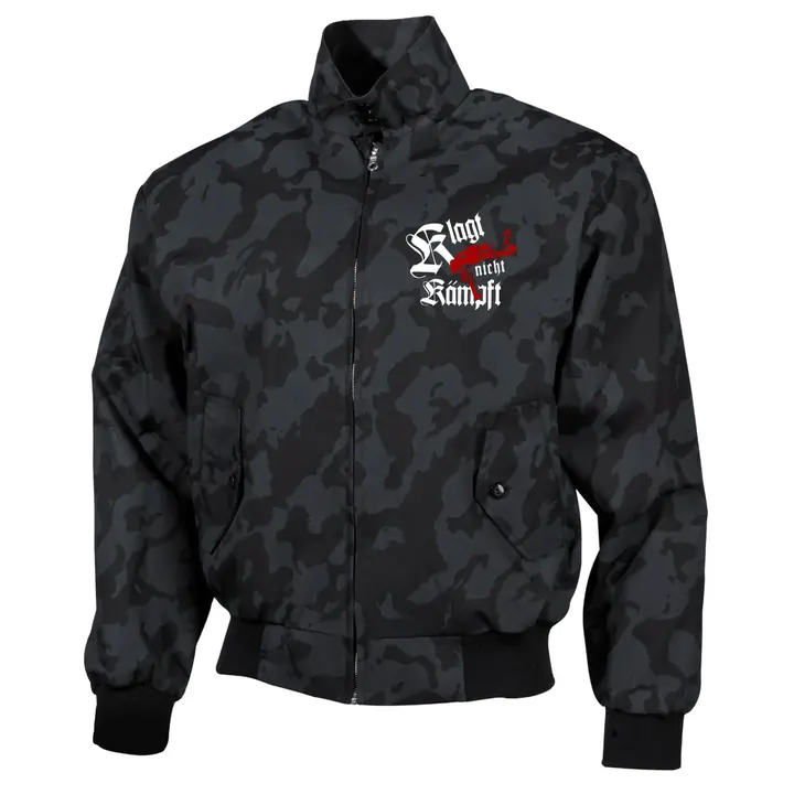 Bestickte Harrington Jacke, Camo - Klagt nicht kämpft, Ak47