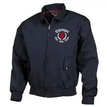 Bestickte Harrington Jacke, Blau - Thüringen, ehre stolz treue Vorderseite