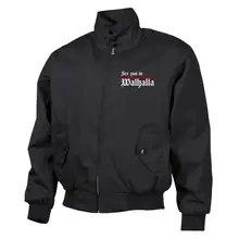 Bestickte Harrington Jacke, Schwarz - See you in Walhalla, Strich - gewählte Variante