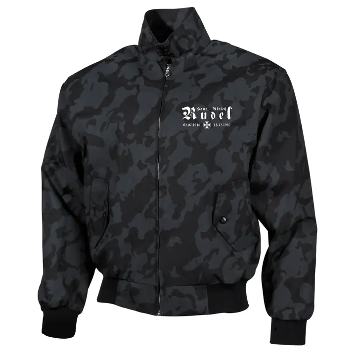 Bestickte Harrington Jacke, Camo - Hans Ulrich Rudel, Kreuz
