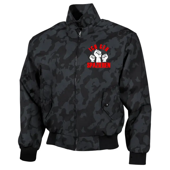 Bestickte Harrington Jacke, Camo - Ich geh Spazieren