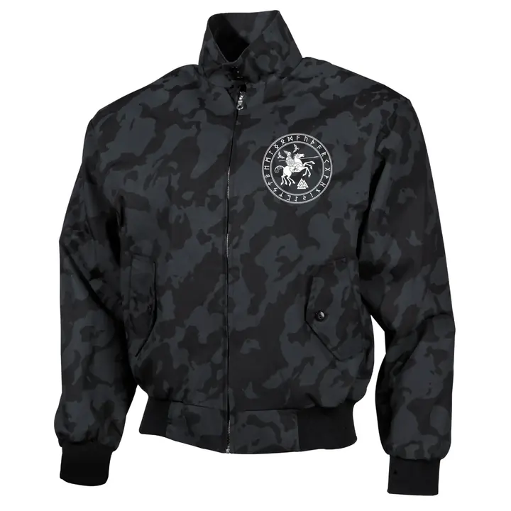 Bestickte Harrington Jacke, Camo - Odin und Sleipnir