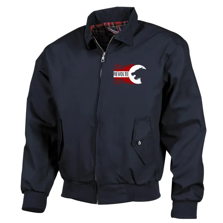 Bestickte Harrington Jacke, Blau - H8front Revolte