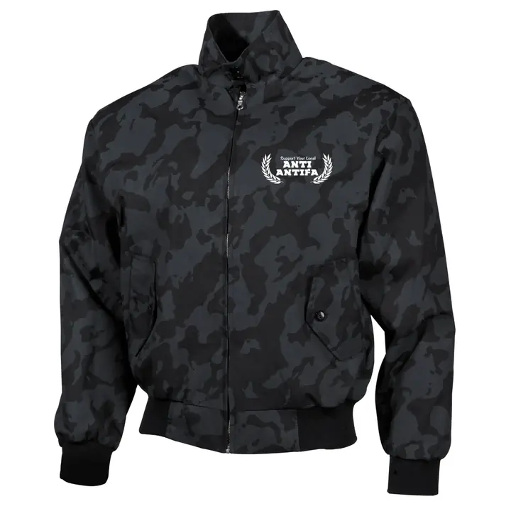 Bestickte Harrington Jacke, Camo - Anti-Antifa