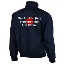 Bestickte Harrington Jacke, Blau - Petri Heil Rückseite