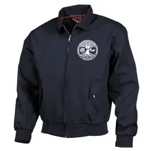 Bestickte Harrington Jacke, Blau - Lebensbaum Vorderseite