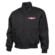 Bestickte Harrington Jacke, Schwarz - Widerstand, wer nicht kämpft hat verloren Vorderseite
