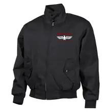 Bestickte Harrington Jacke, Schwarz - Widerstand, wer nicht kämpft hat verloren - gewählte Variante