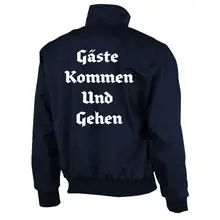 Bestickte Harrington Jacke, Blau - Gute Heimreise Rückseite
