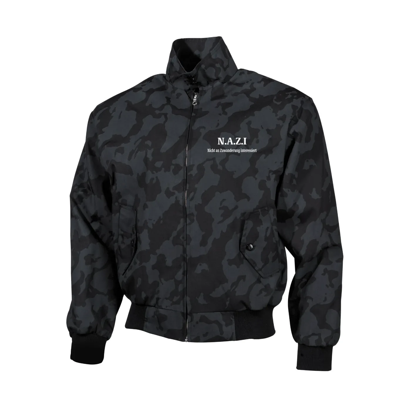 Bestickte Harrington Jacke, Camo - Nazi nicht an Zuwanderung interessiert