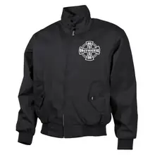 Bestickte Harrington Jacke, Schwarz - Germania, Kreuz Vorderseite