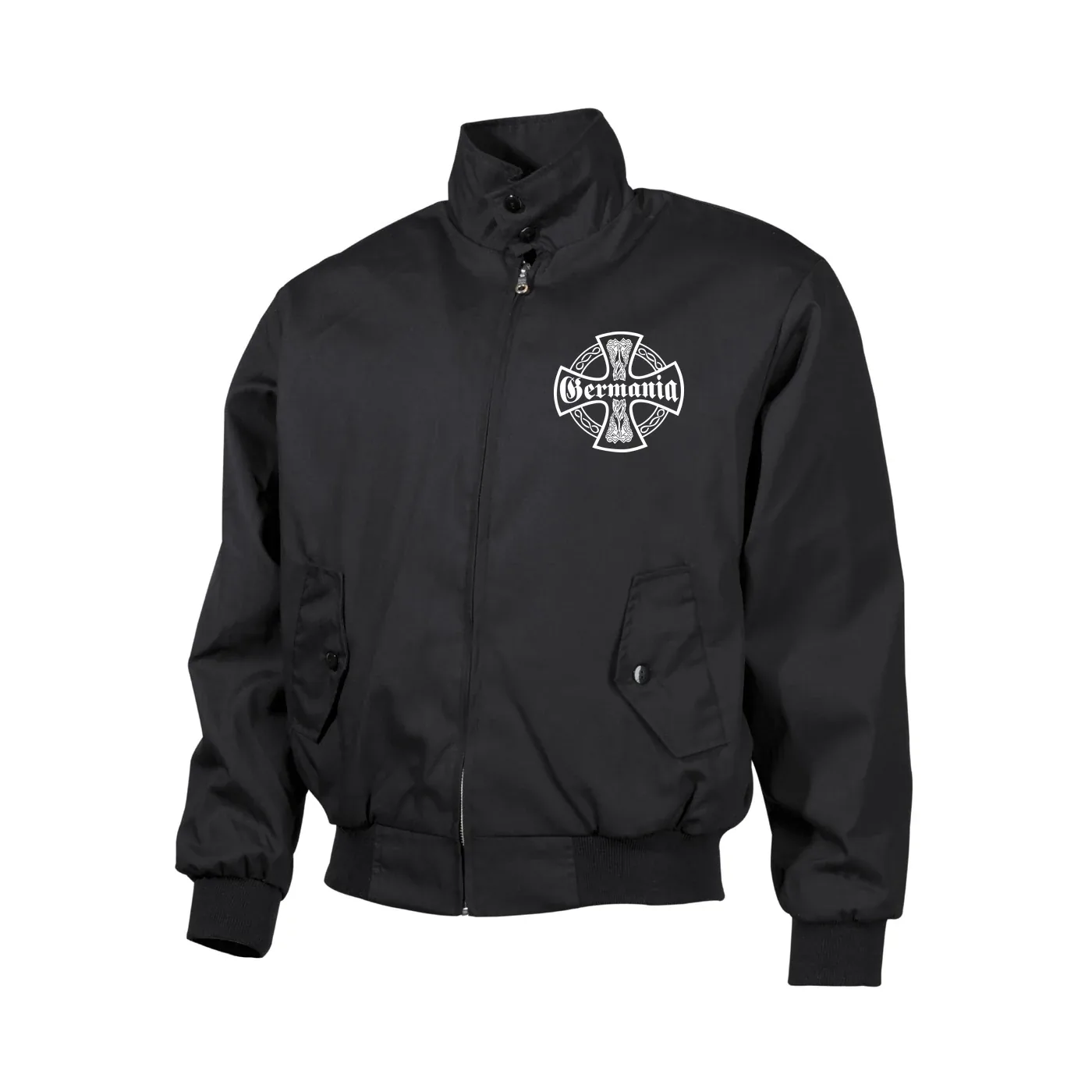 Bestickte Harrington Jacke, Schwarz - Germania, Kreuz