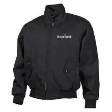 Bestickte Harrington Jacke, Schwarz - Ungeimpft, Einfarbig Vorderseite