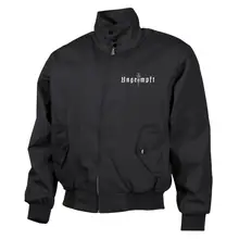 Bestickte Harrington Jacke, Schwarz - Ungeimpft, Einfarbig - gewählte Variante