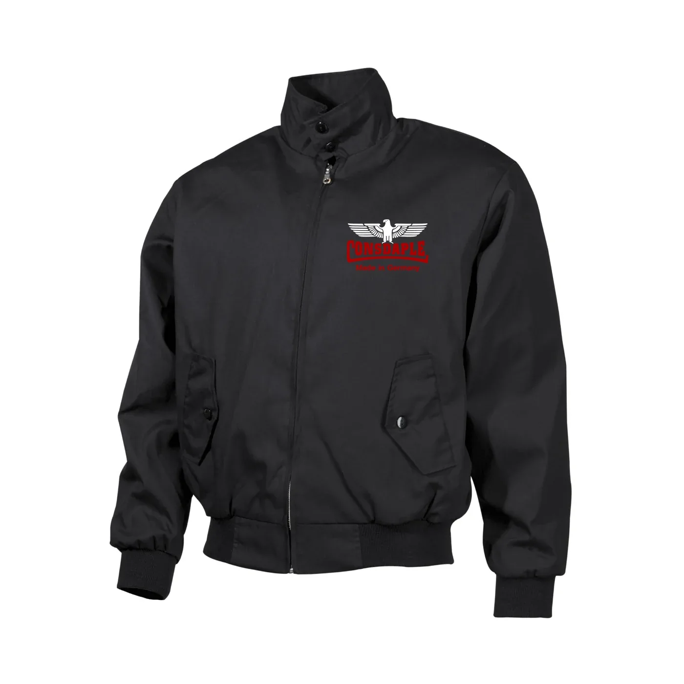 Bestickte Harrington Jacke, Schwarz - Consdaple, Adler made in Germany