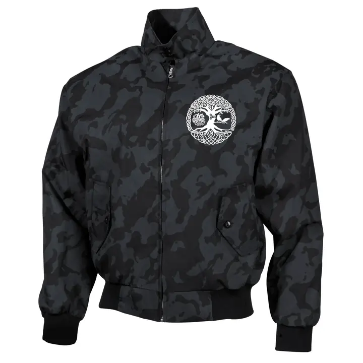Bestickte Harrington Jacke, Camo - Lebensbaum