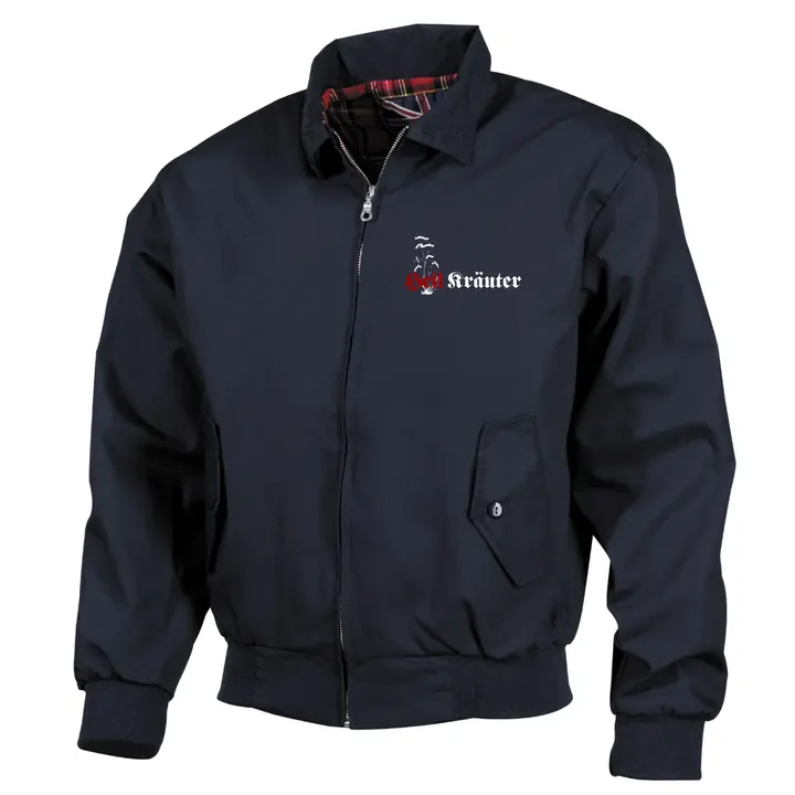 Bestickte Harrington Jacke, Blau - Heil Kräuter