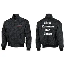 Bestickte Harrington Jacke, Camo - Gute Heimreise Vorder- und Rückseite