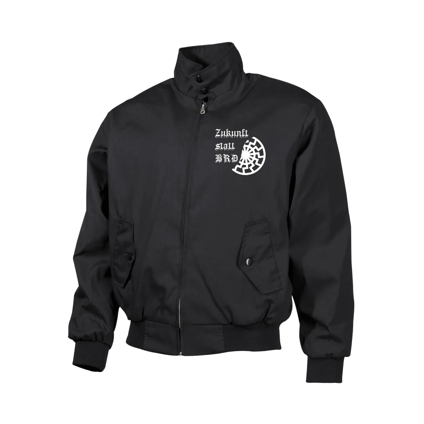 Bestickte Harrington Jacke, Schwarz - Zukunft statt BRD