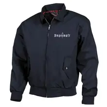 Bestickte Harrington Jacke, Blau - Ungeimpft, Einfarbig Vorderseite