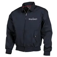 Bestickte Harrington Jacke, Blau - Ungeimpft, Einfarbig - gewählte Variante